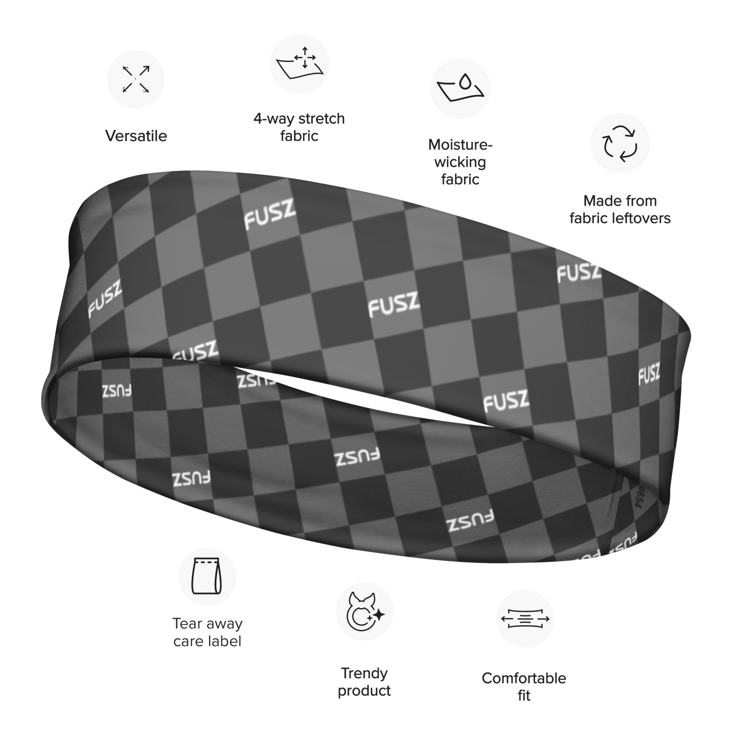 Headband - Checkered Fusz Gray