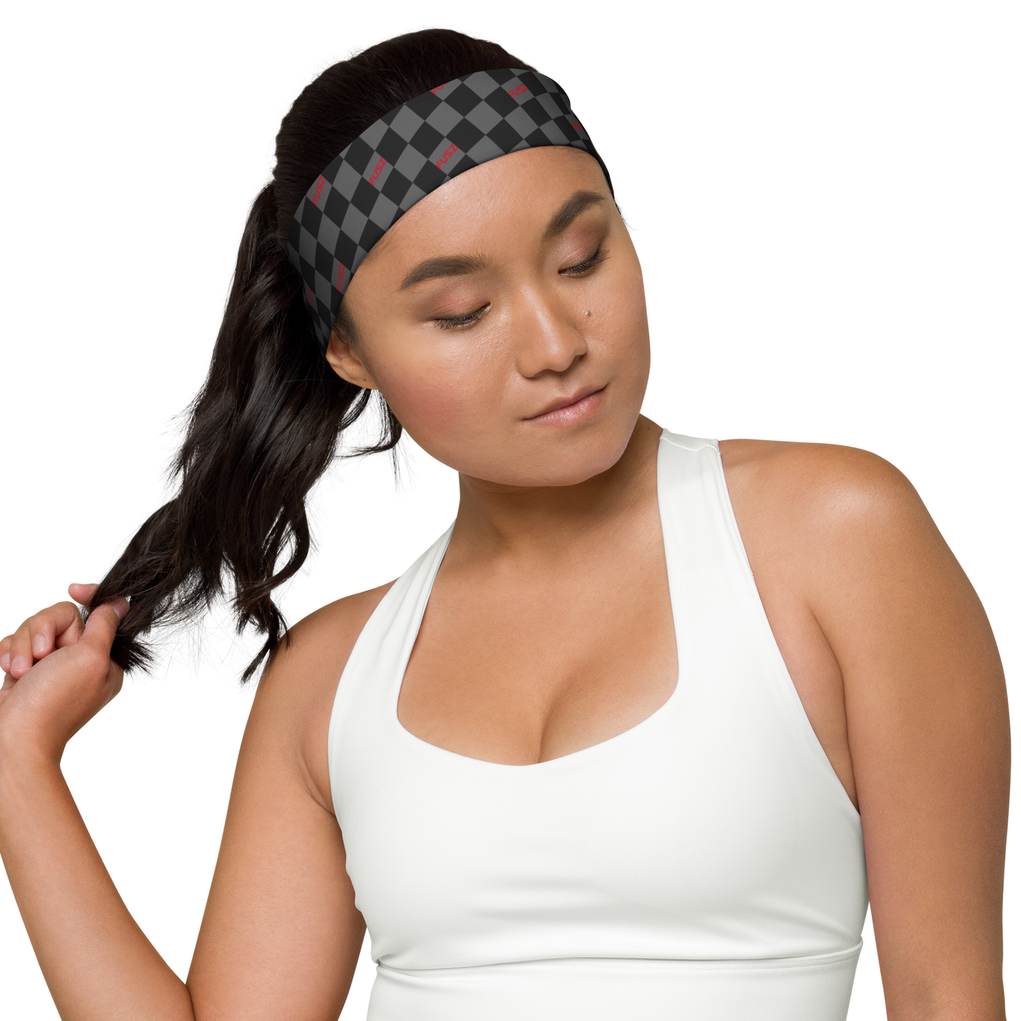 Headband - Checkered Fusz Gray and Red