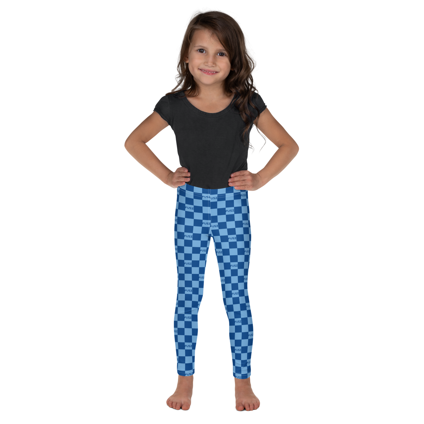 Kid's Leggings - Checkered Fusz Blue