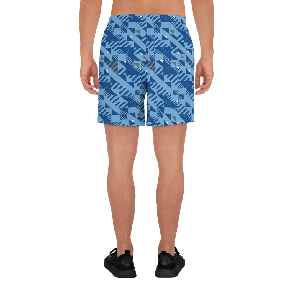 Men's Athletic Shorts - Blue Fusz Pattern