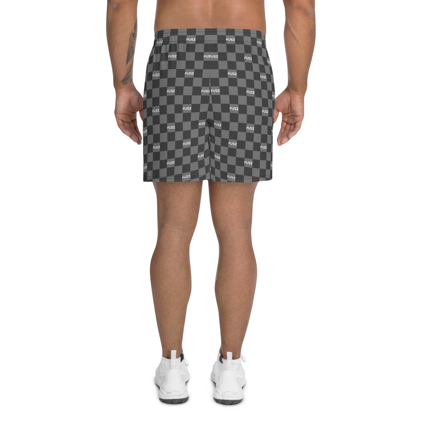 Men's Athletic Shorts - Checkered Fusz Gray