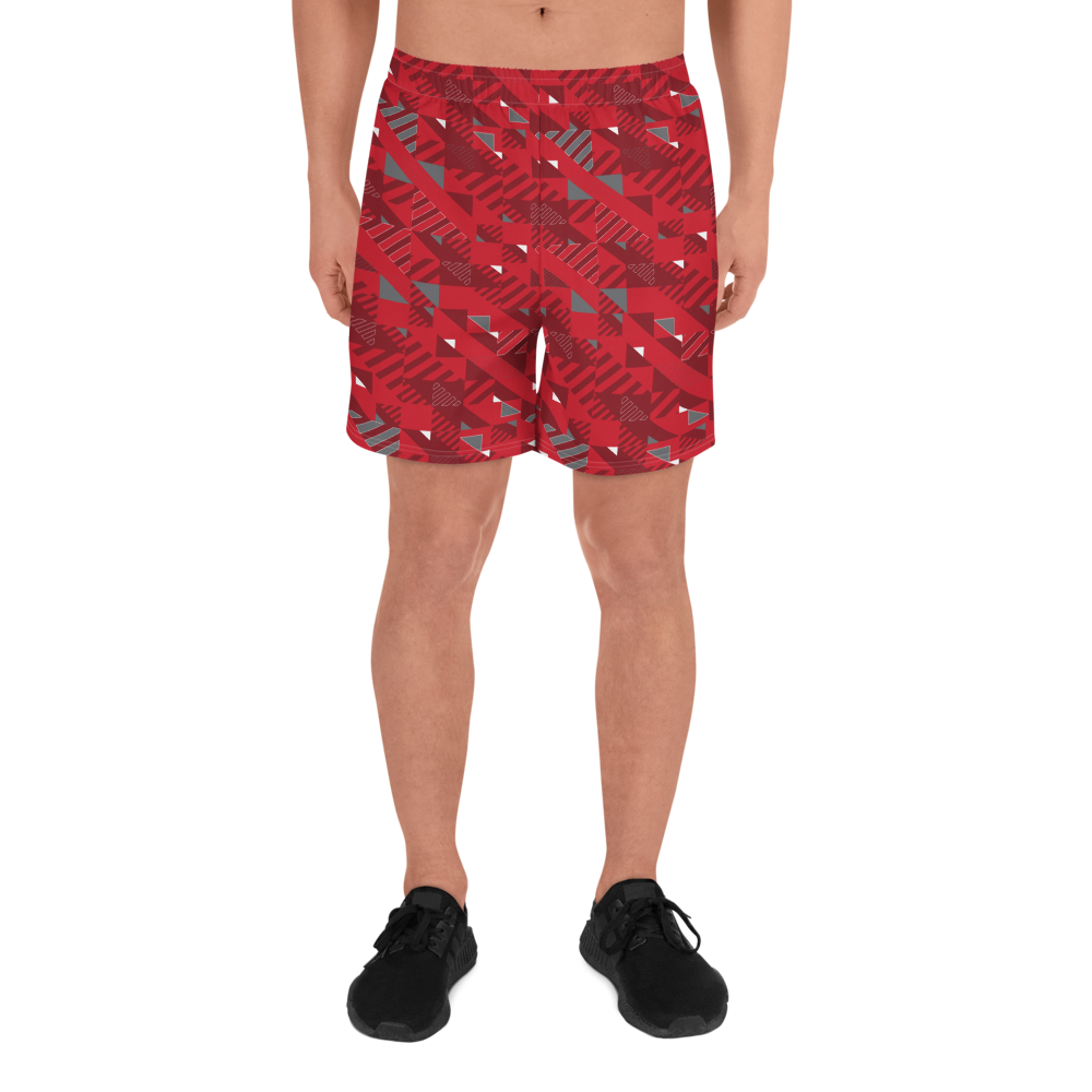 Men's Athletic Shorts - Red Fusz Pattern