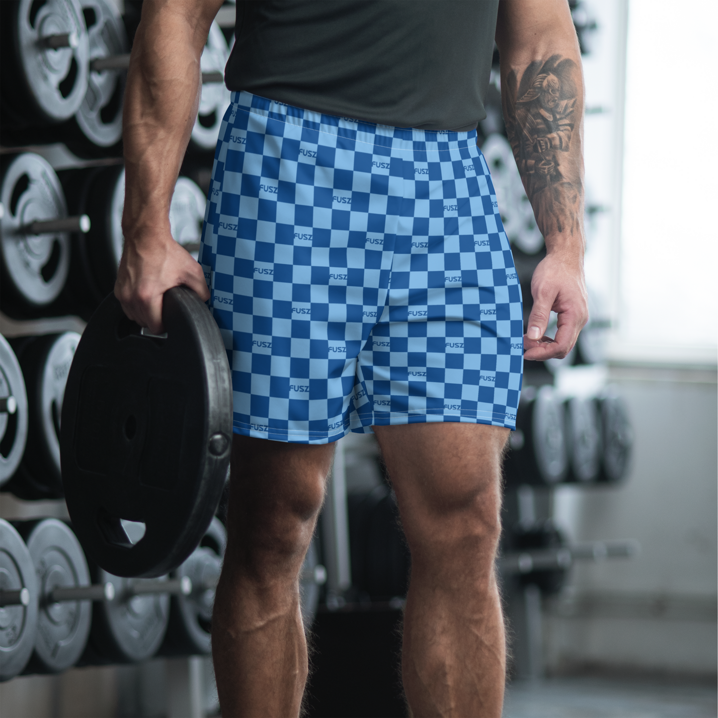 Men's Athletic Shorts - Checkered Fusz Blue