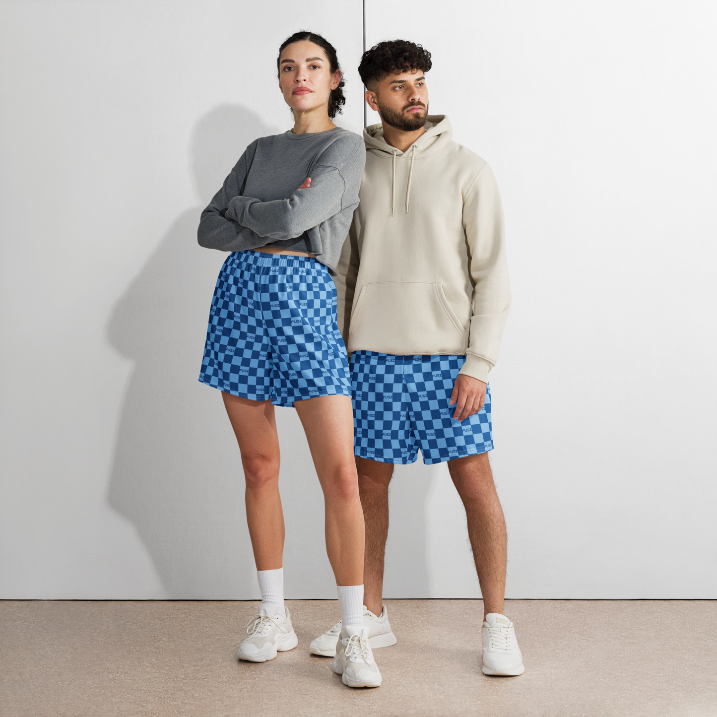 Men's Athletic Shorts - Checkered Fusz Blue