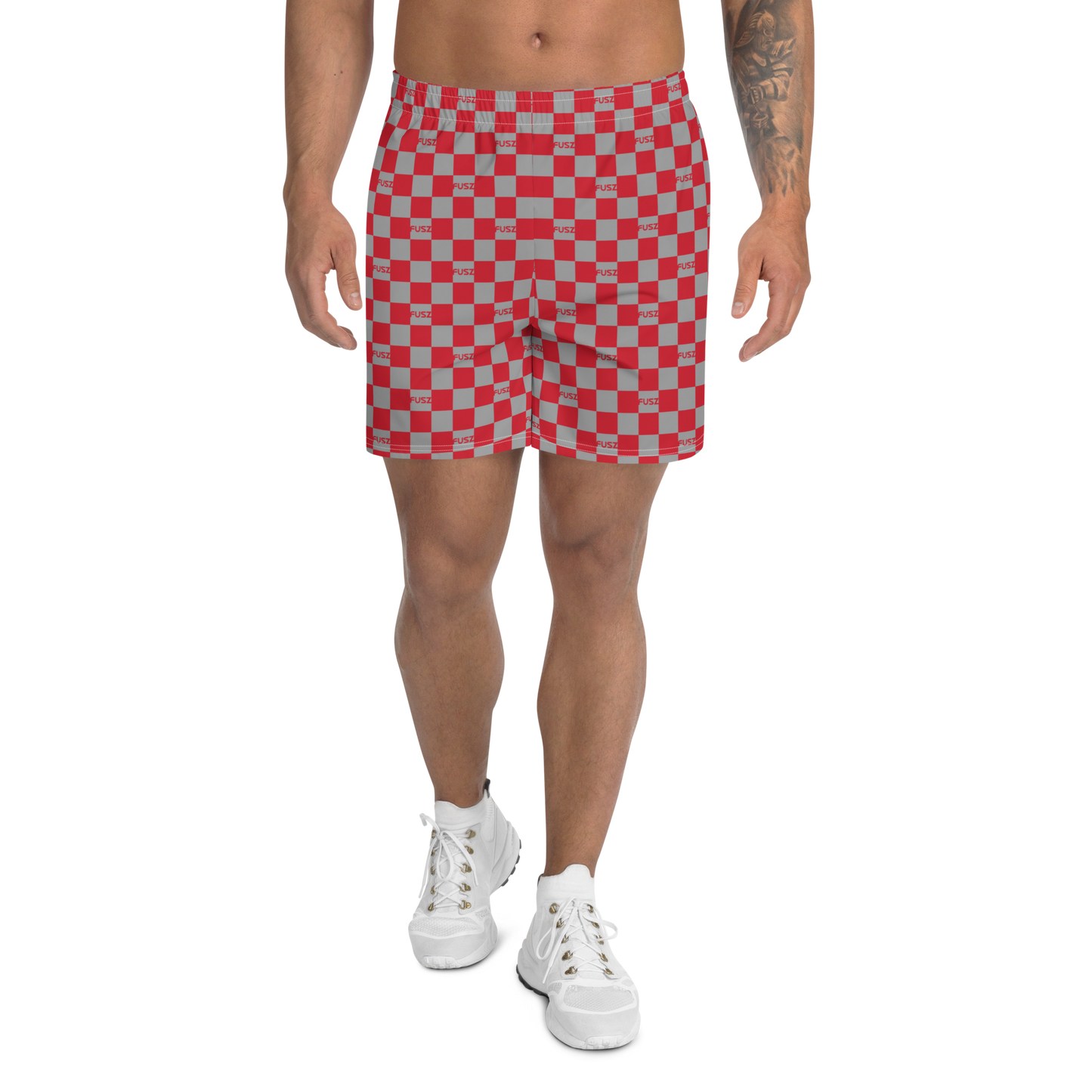Men's Athletic Shorts - Checkered Fusz Red