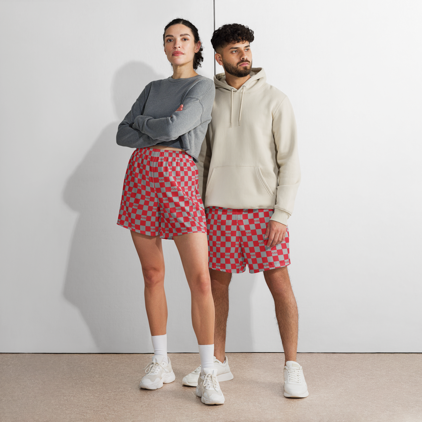 Men's Athletic Shorts - Checkered Fusz Red