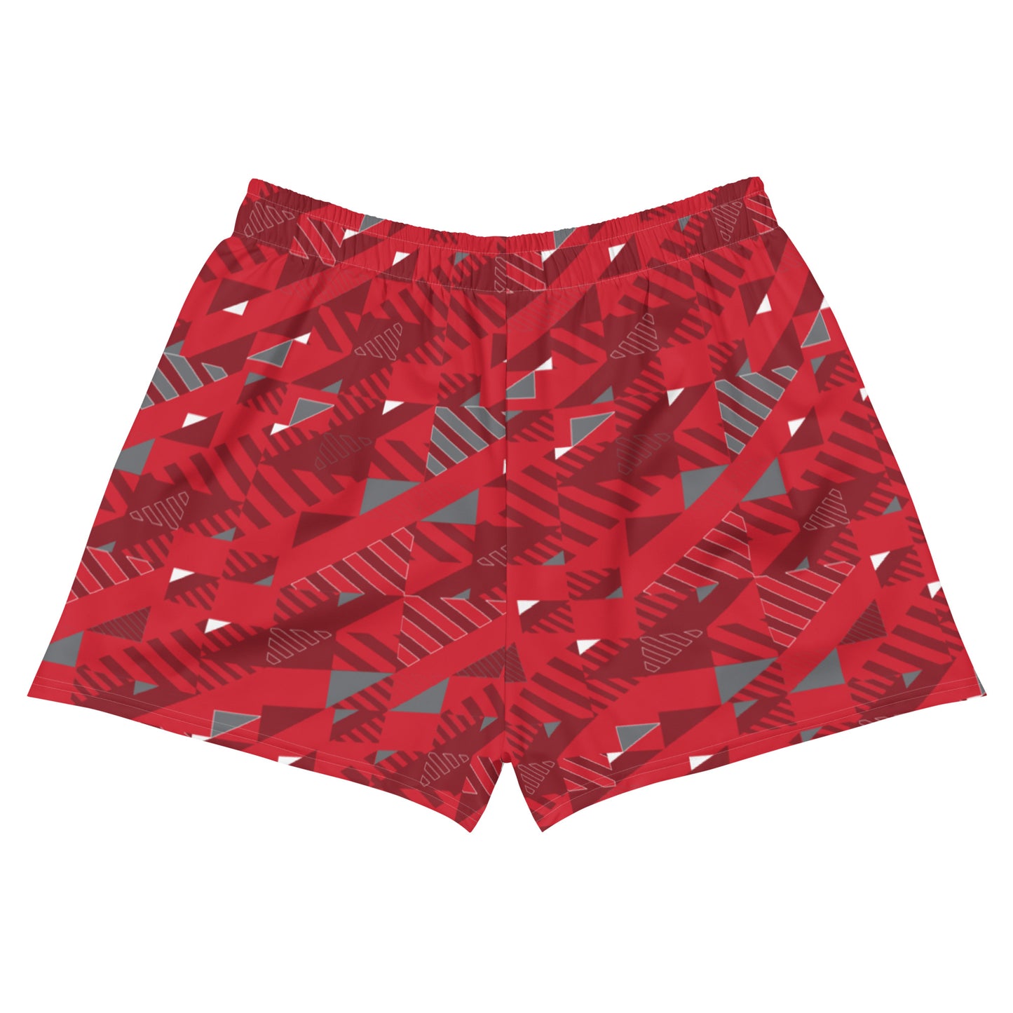 Women's Athletic Shorts - Red Fusz Pattern