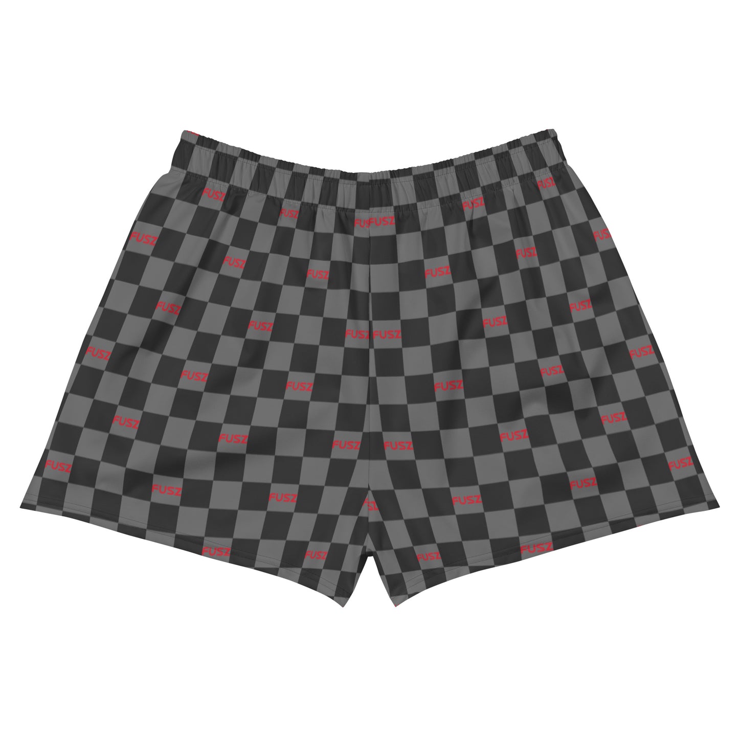 Women's Athletic Shorts - Checkered Fusz Gray and Red