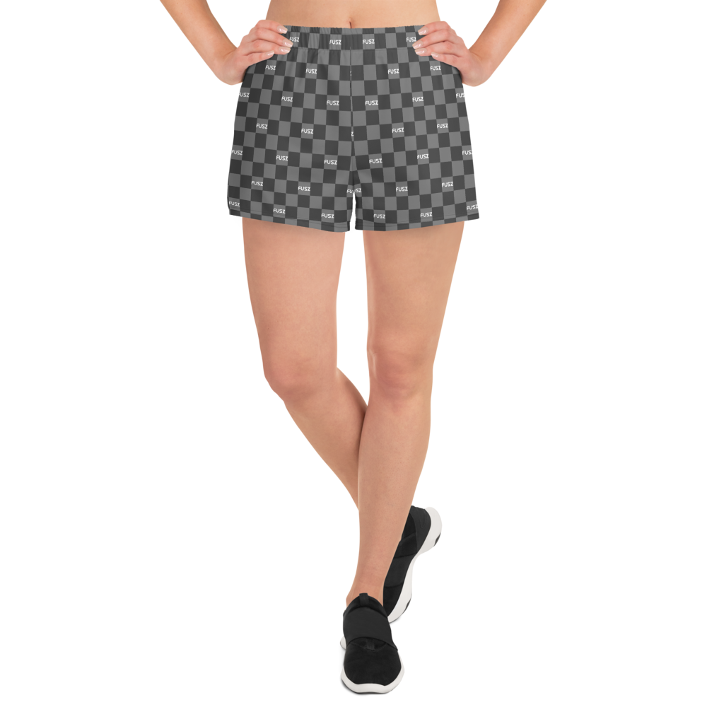 Women's Athletic Shorts - Checkered Fusz Gray