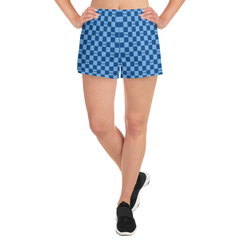 Women's Athletic Shorts - Checkered Fusz Blue