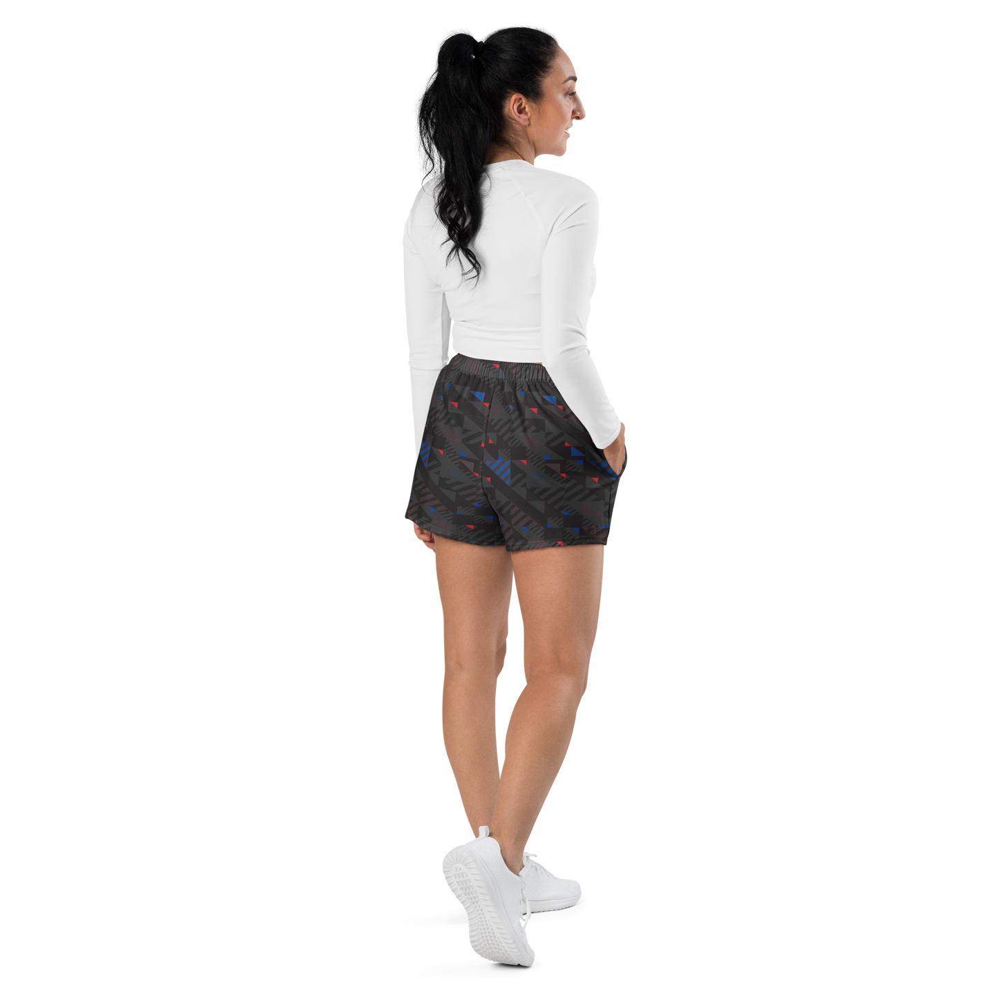 Women’s Athletic Shorts - Gray Fusz Pattern