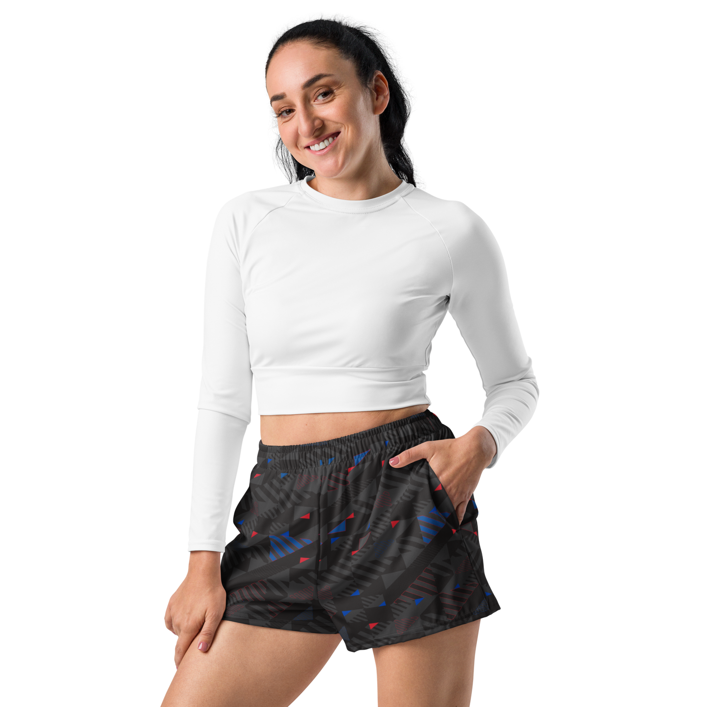 Women’s Athletic Shorts - Gray Fusz Pattern