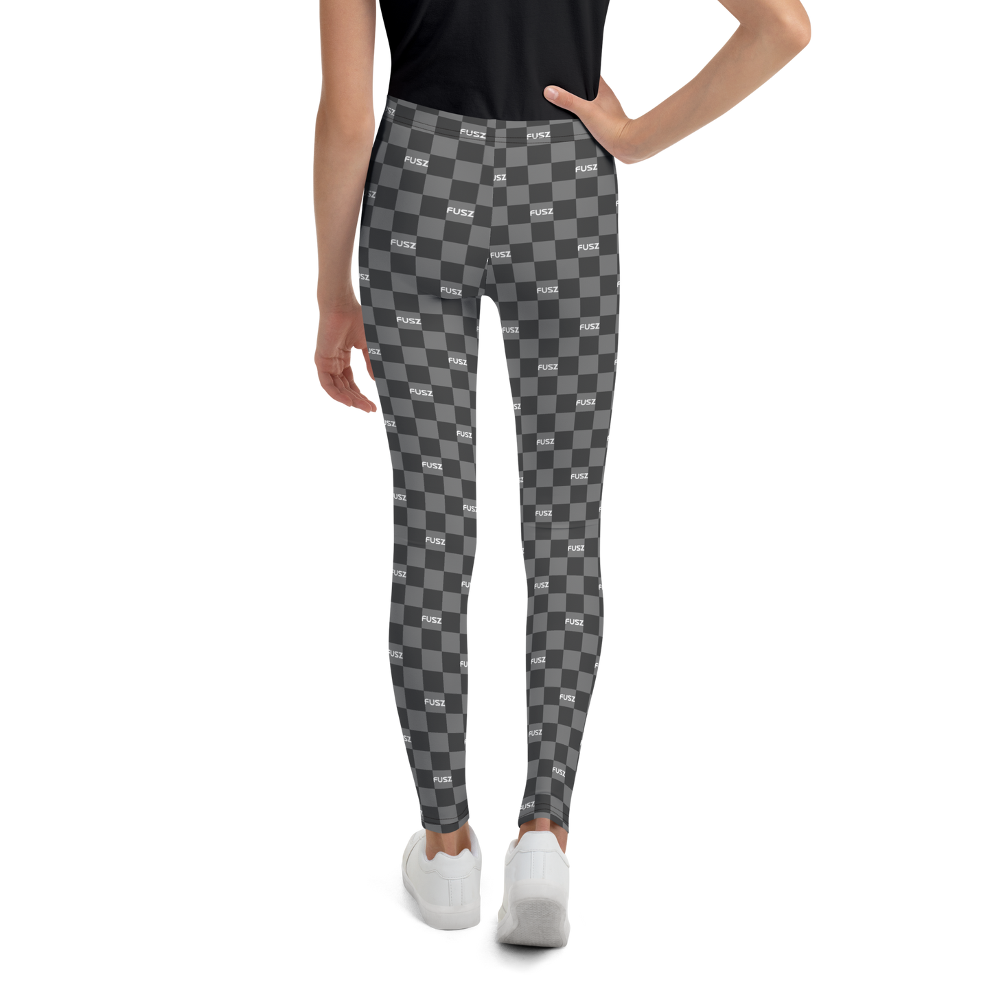 Youth Leggings - Checkered Fusz Gray