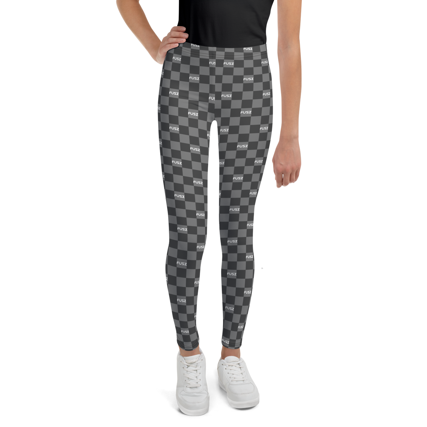 Youth Leggings - Checkered Fusz Gray
