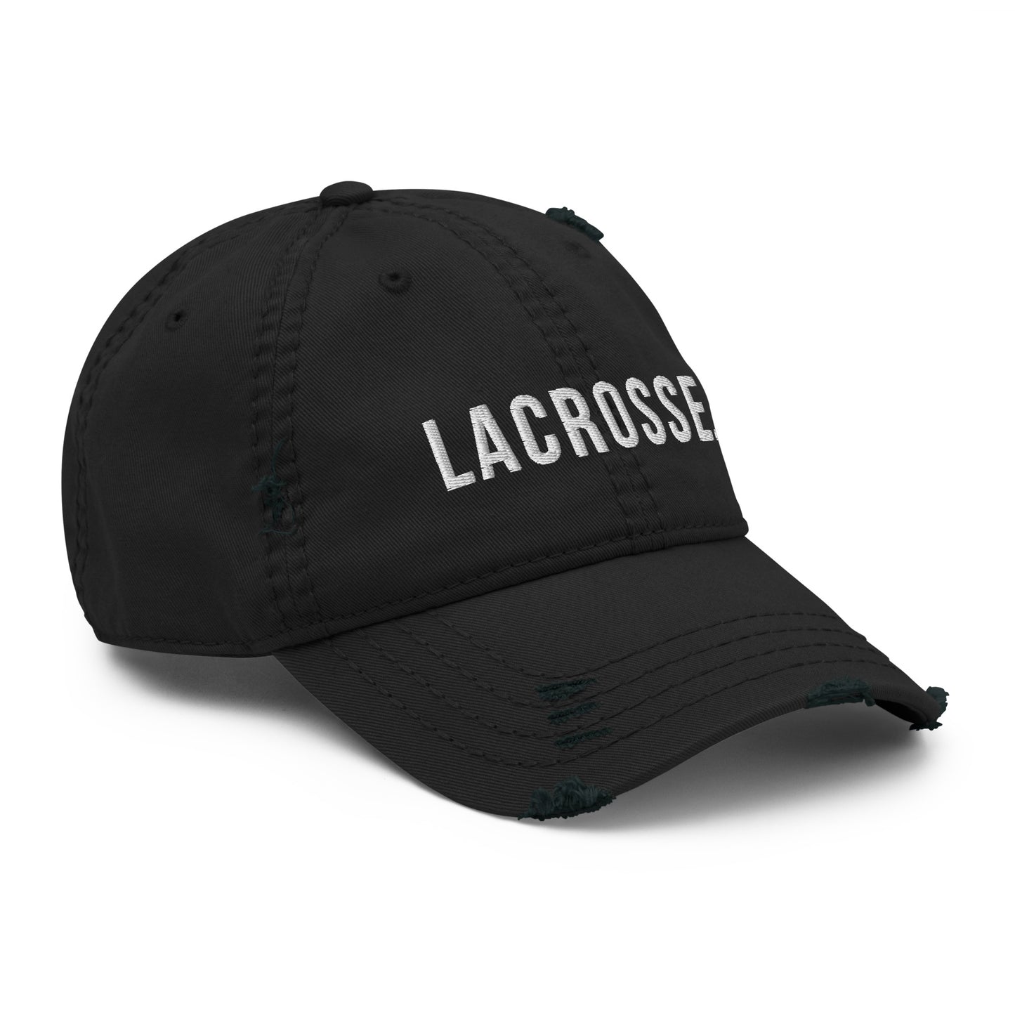 Adult Distressed Dad Hat - Embroidered Lacrosse