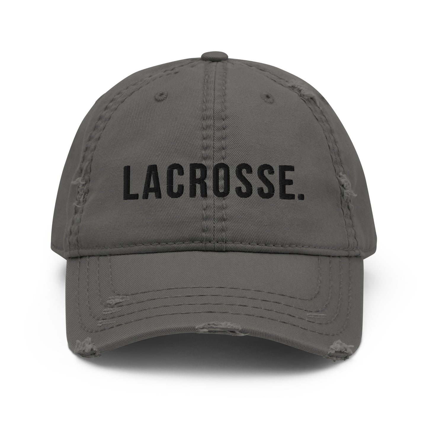 Adult Distressed Dad Hat - Embroidered Lacrosse