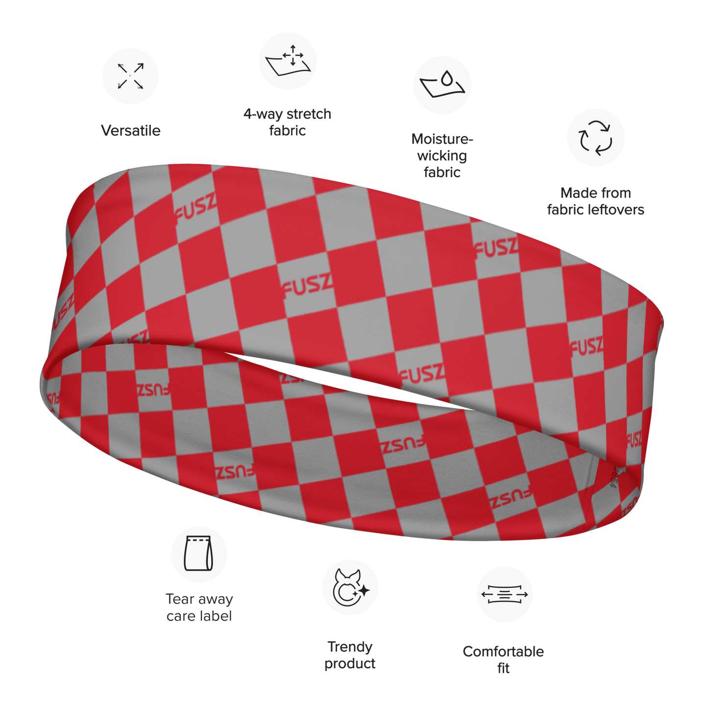 Headband - Checkered Fusz Red