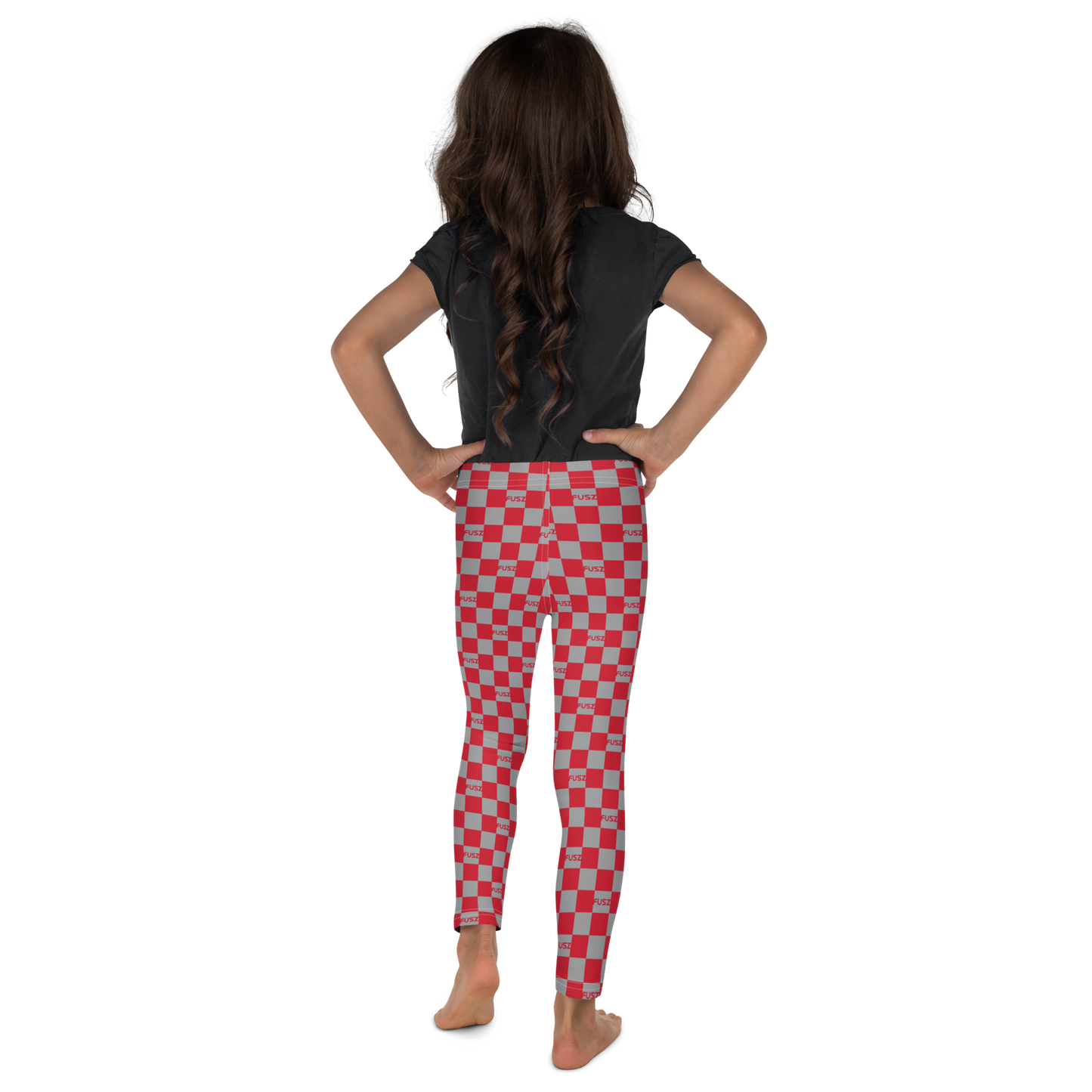 Kid's Leggings - Checkered Fusz Red