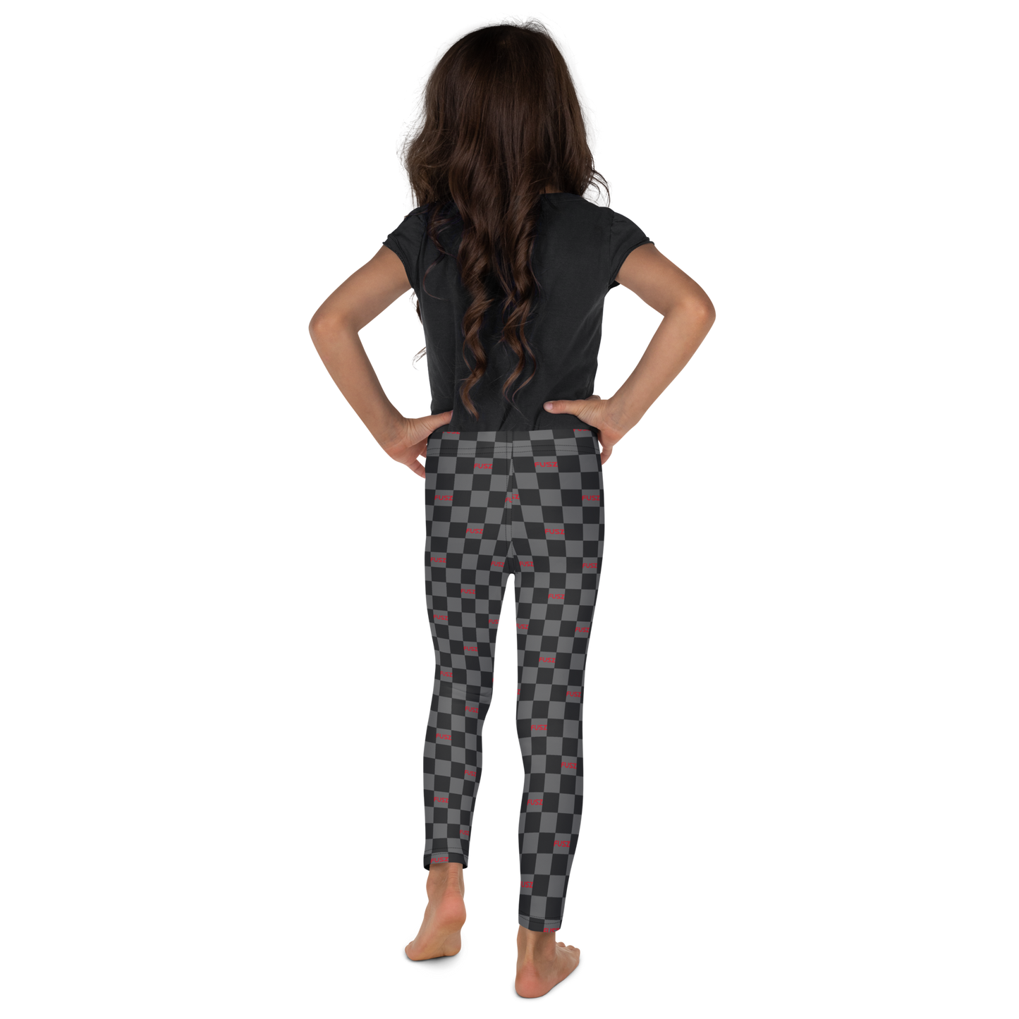 Kid's Leggings - Checkered Fusz Gray and Red