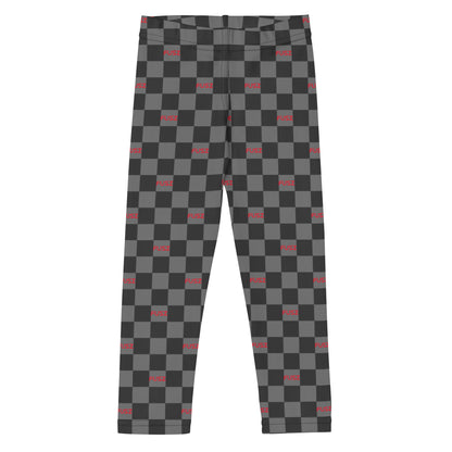 Kid's Leggings - Checkered Fusz Gray and Red