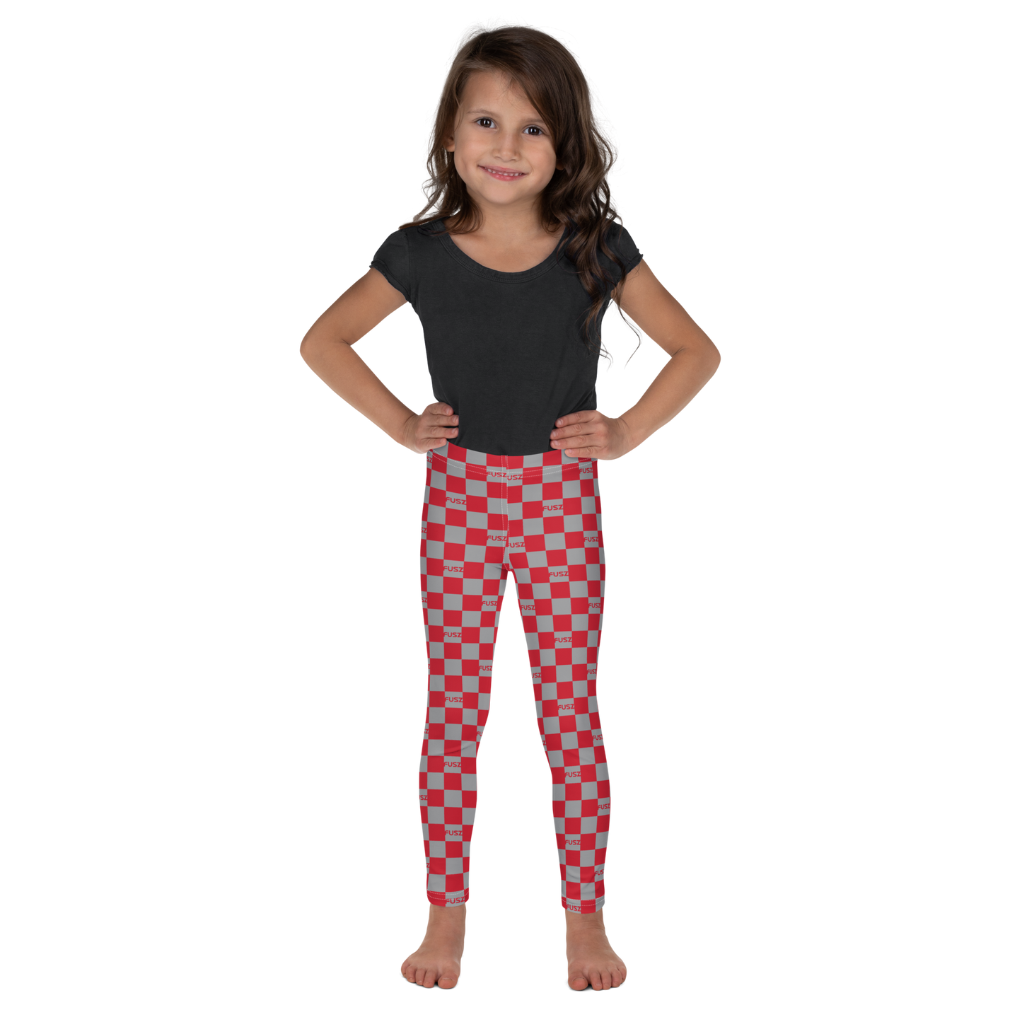 Kid's Leggings - Checkered Fusz Red