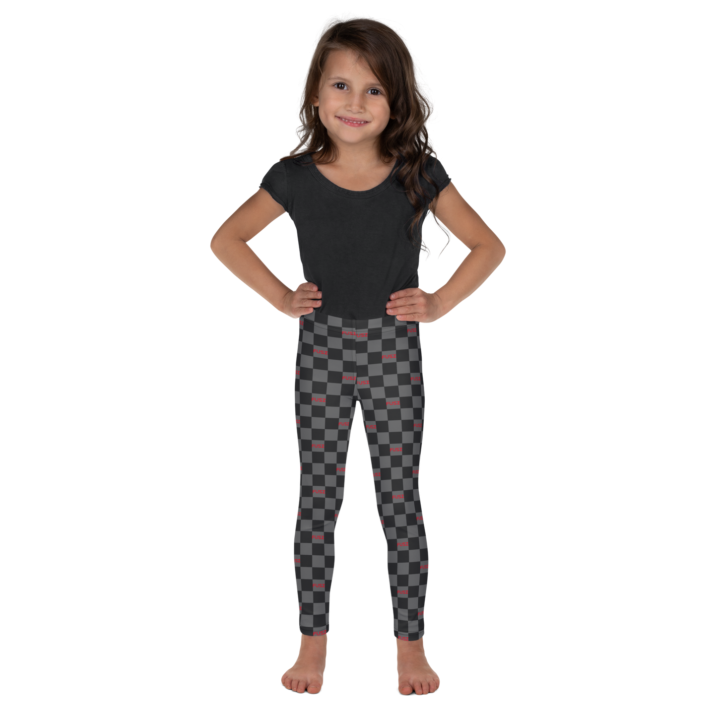 Kid's Leggings - Checkered Fusz Gray and Red