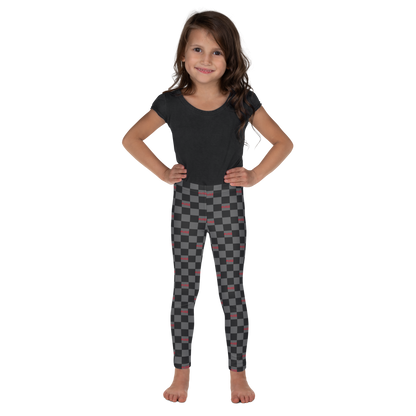 Kid's Leggings - Checkered Fusz Gray and Red