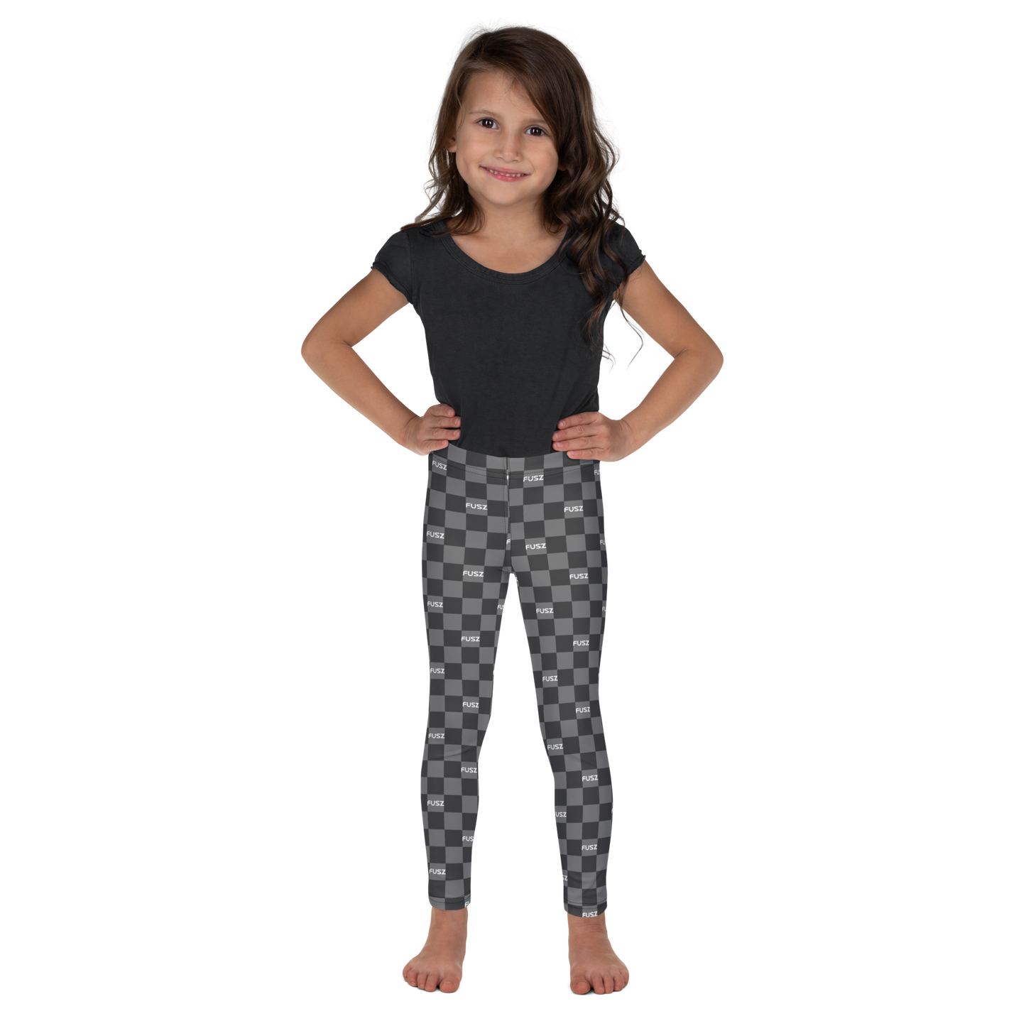 Kid's Leggings - Checkered Fusz Gray