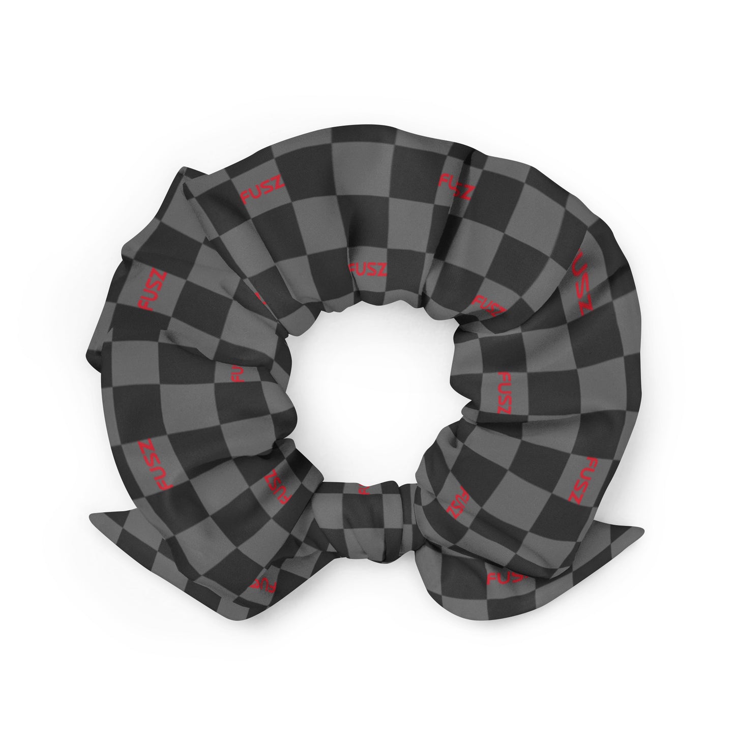 Scrunchie - Checkered Fusz Gray and Red