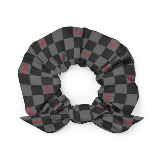 Scrunchie - Checkered Fusz Gray and Red