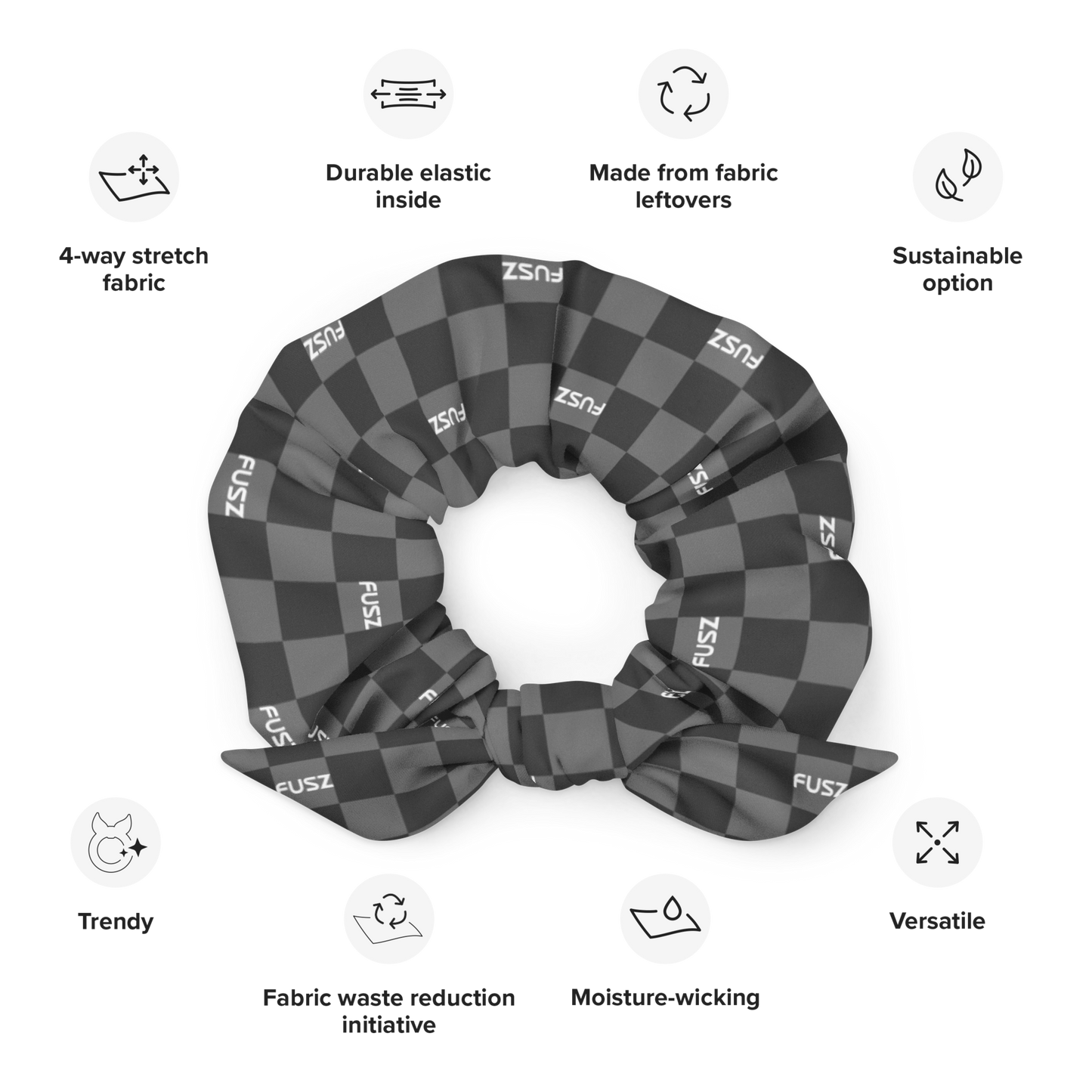 Scrunchie -  Checkered Fusz Gray
