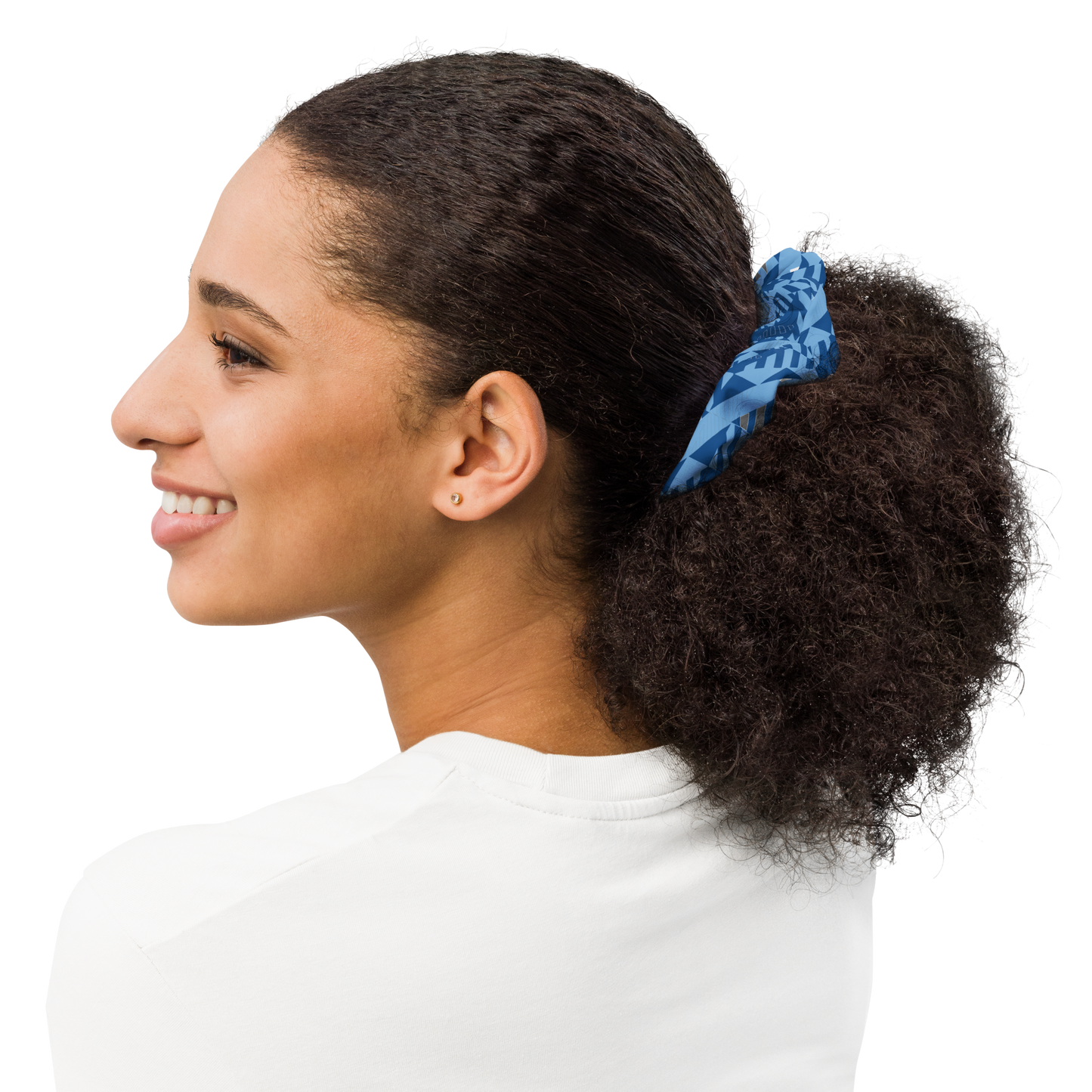 Scrunchie - Blue Fusz Pattern