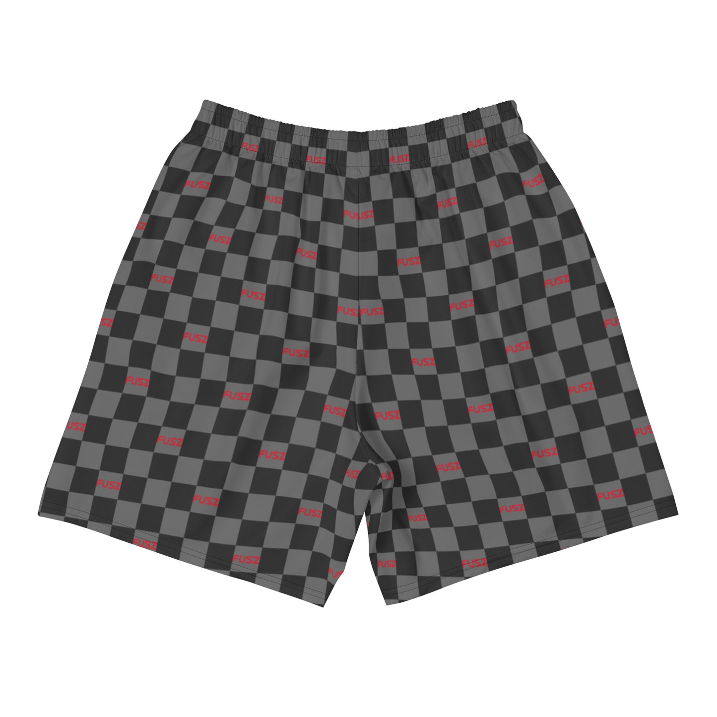 Men's Athletic Shorts - Checkered Fusz Gray and Red