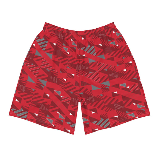 Men's Athletic Shorts - Red Fusz Pattern