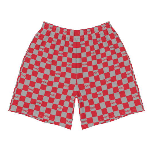 Men's Athletic Shorts - Checkered Fusz Red