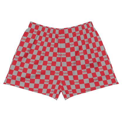 Women's Athletic Shorts - Checkered Fusz Red