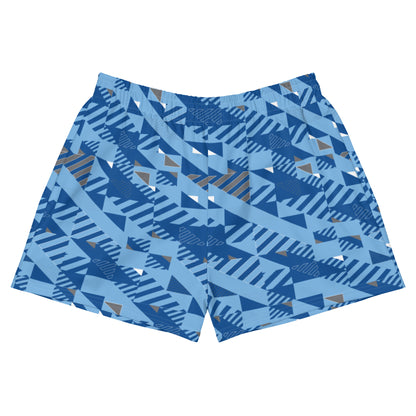 Women's Athletic Shorts - Blue Fusz Pattern