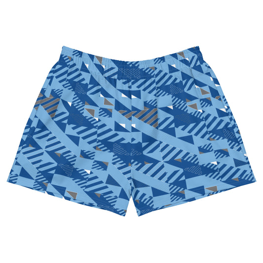 Women's Athletic Shorts - Blue Fusz Pattern