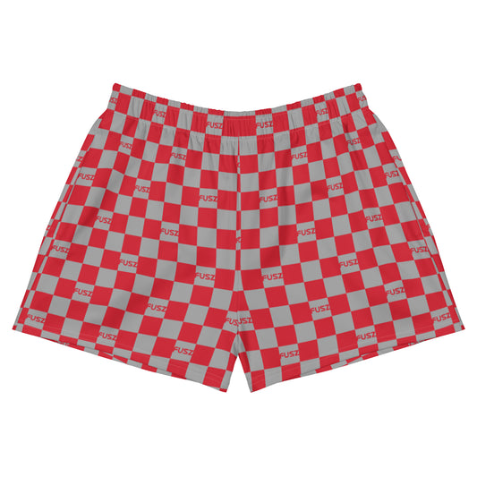 Women's Athletic Shorts - Checkered Fusz Red