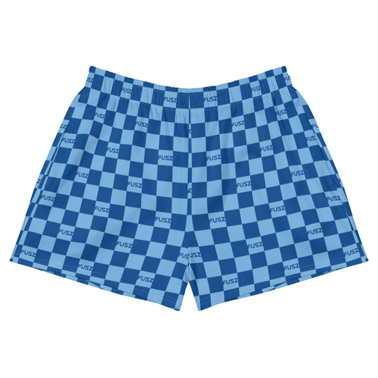 Women's Athletic Shorts - Checkered Fusz Blue