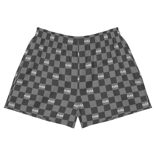 Women's Athletic Shorts - Checkered Fusz Gray