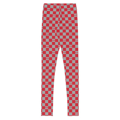 Youth Leggings - Checkered Fusz Red