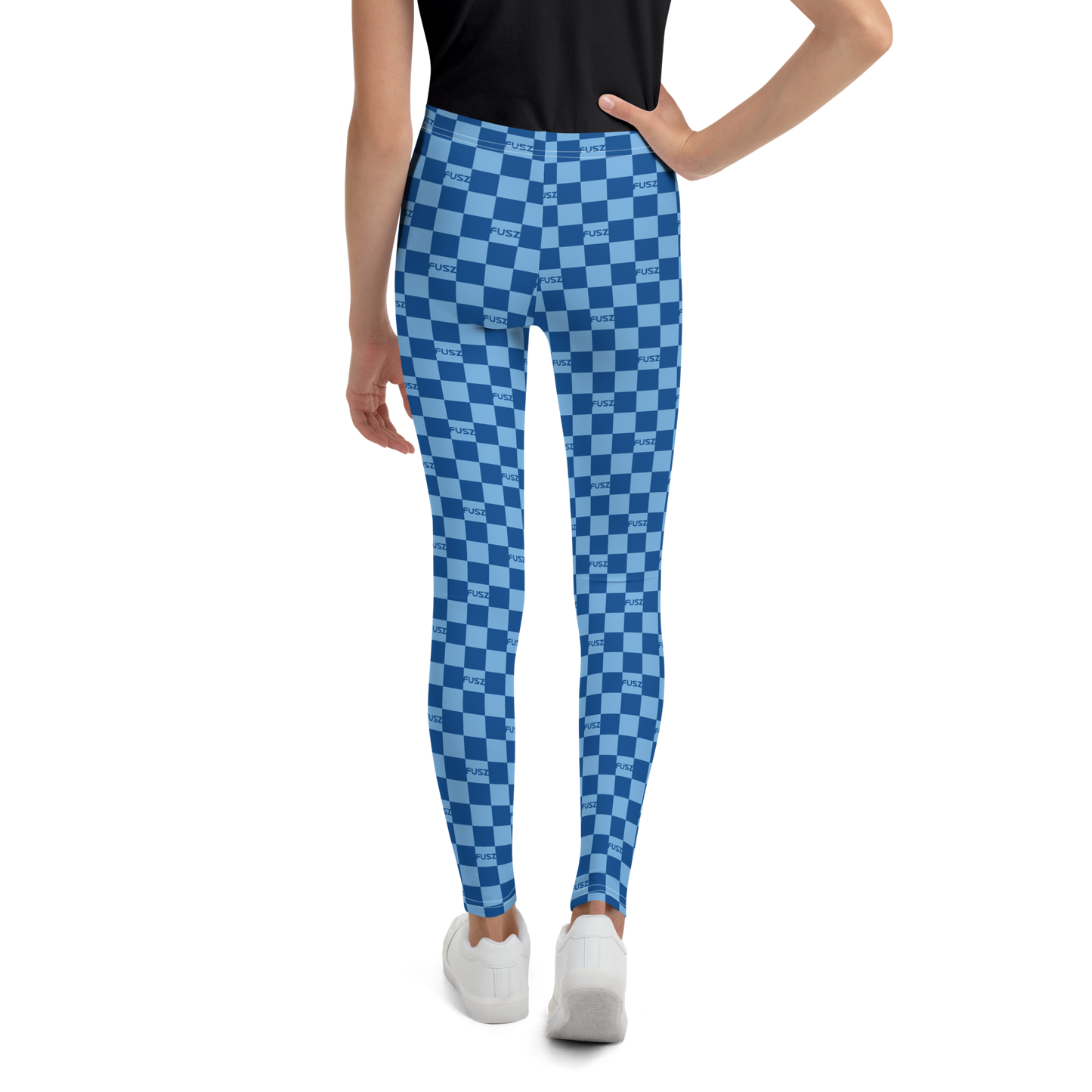 Youth Leggings - Checkered Fusz Blue