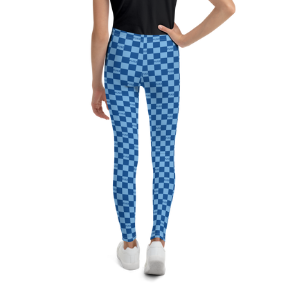 Youth Leggings - Checkered Fusz Blue