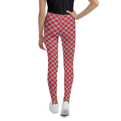 Youth Leggings - Checkered Fusz Red