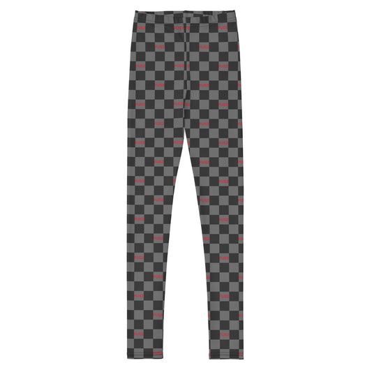 Youth Leggings - Checkered Fusz Gray and Red