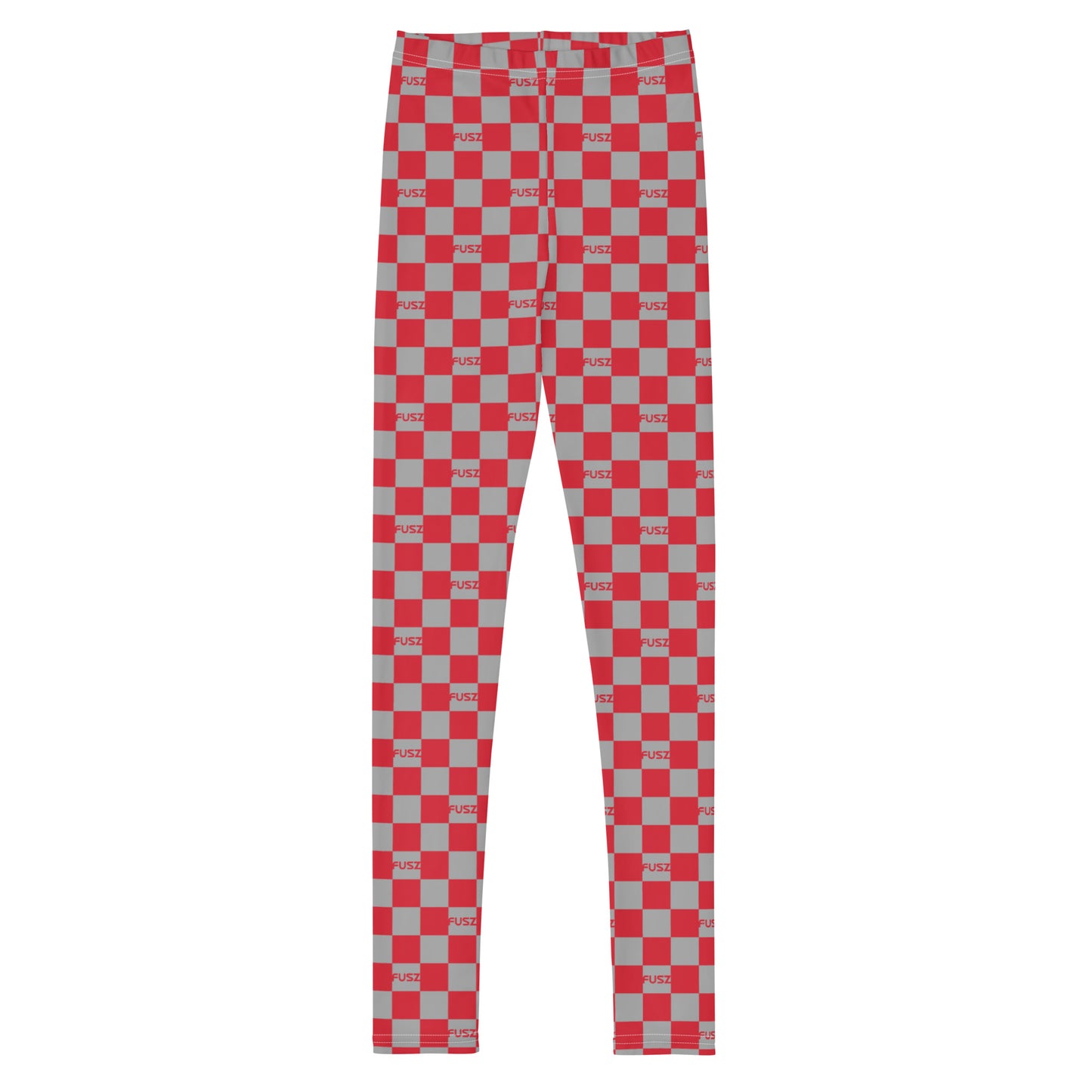 Youth Leggings - Checkered Fusz Red