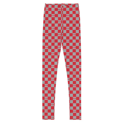 Youth Leggings - Checkered Fusz Red