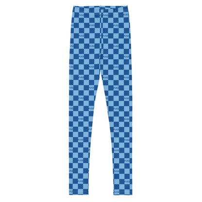 Youth Leggings - Checkered Fusz Blue