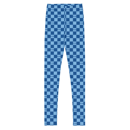 Youth Leggings - Checkered Fusz Blue